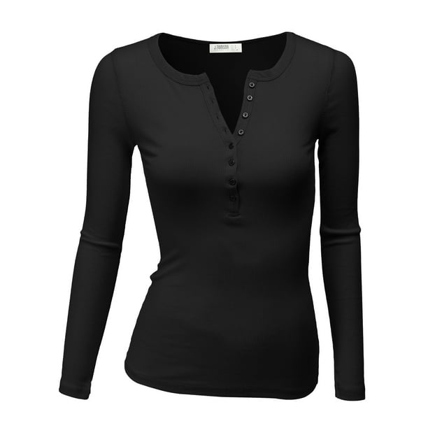 Doublju Women's Thermal Henley Long Sleeve Top with Plus Size - Walmart.com