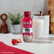 Quest Protein Milkshake, Strawberry Flavor, High Protein, Low Sugar, 14fl oz, 4 Count