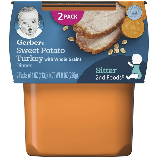 Gerber Stage 2 Baby Food, Sweet Potato Turkey with Whole Grains, 8 oz