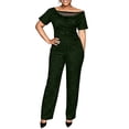 thumbnail image 3 of Ihhxva Women's 2 Piece Outfits off Shoulder Jumpsuit Set Summer Fit Sparkle Wide Leg Glittery Sequin Evening Party Stretchy Flowy Casual S-3XL, 3 of 9