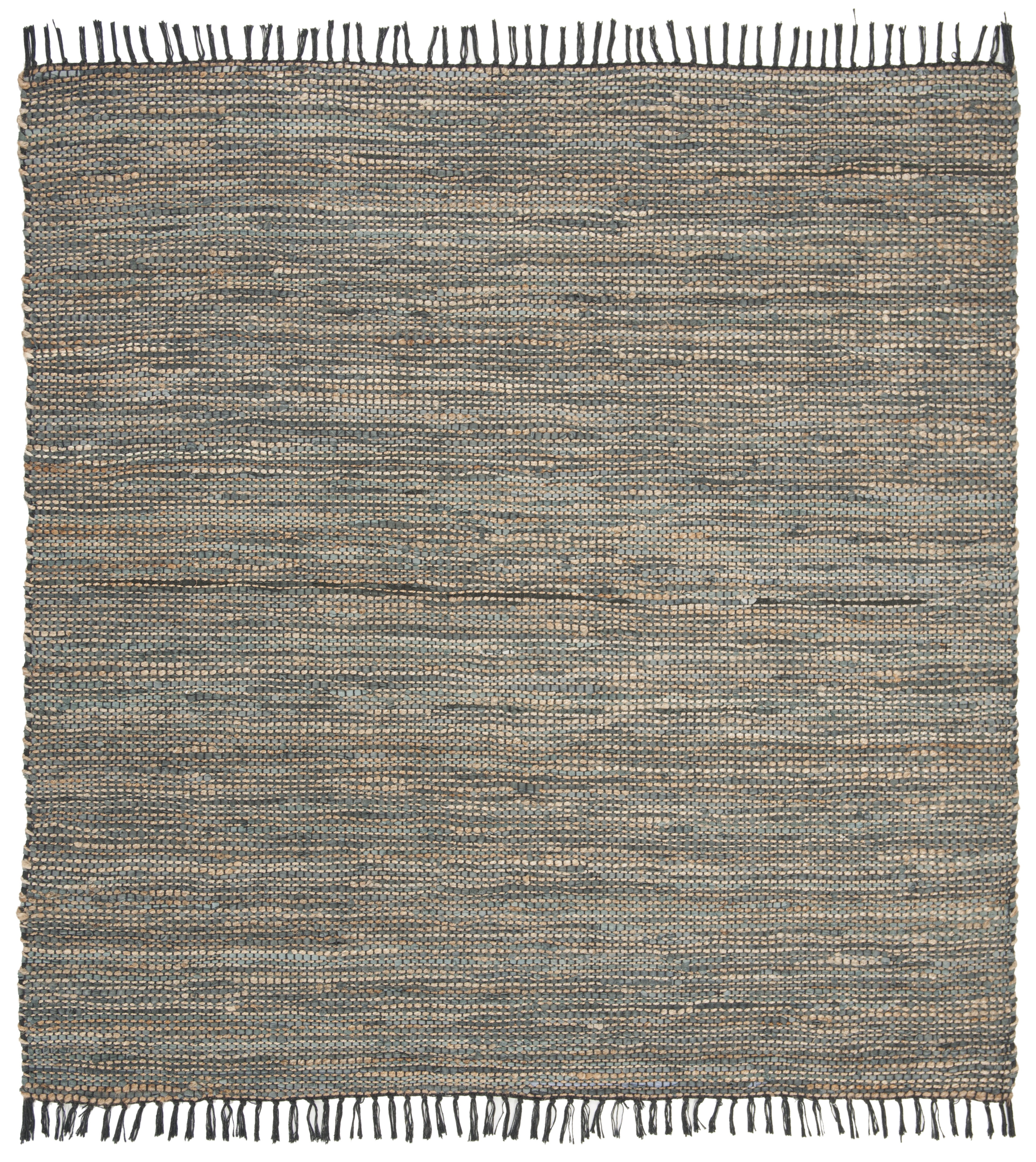 SAFAVIEH Vintage Leather Zharko Solid Braided Fringe Area Rug, Grey, 6' x 6' Square