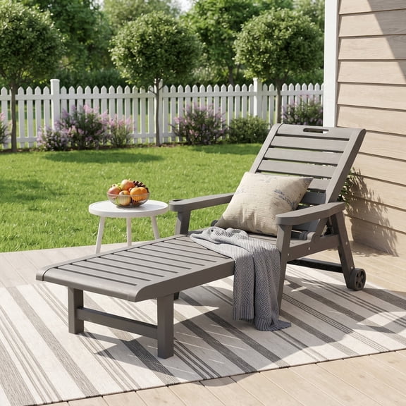 Fazzn Chaise Outdoor Lounge Chairs for Pool Chairs or Patio Furniture, Black/Grey.