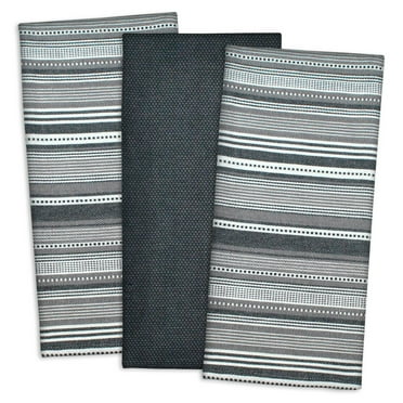 Design Imports Urban Stripe Dishtowel (Set of 3) Black