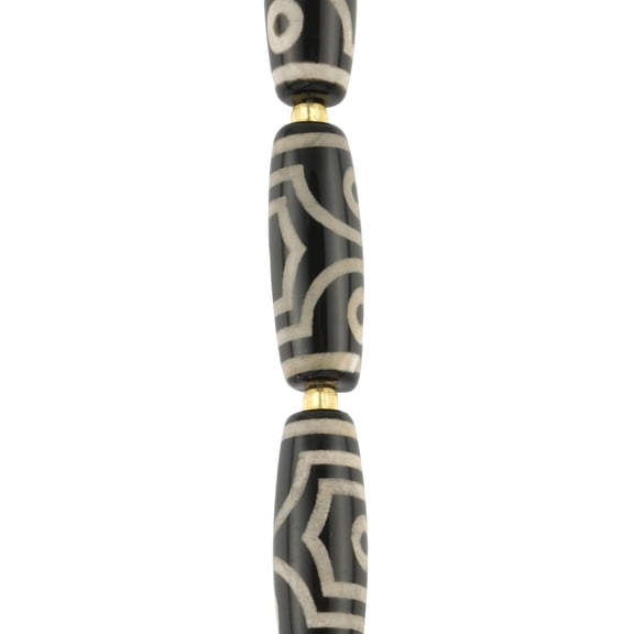 Black & Tan Agate Tube Beads - 28mm by Bead Landing