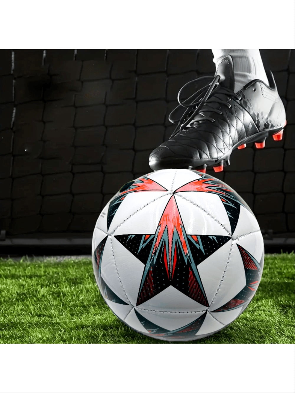 Size 2 Star Design Soccer Ball, White/Green, 1 Pack