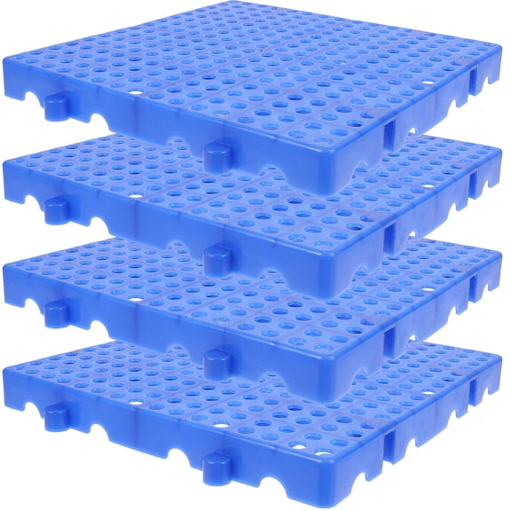 DRAFIDEEP 4Pcs Interlocking Outdoor Flooring Tiles Blue Plastic Non-Slip for Yard 11.8x11.8in