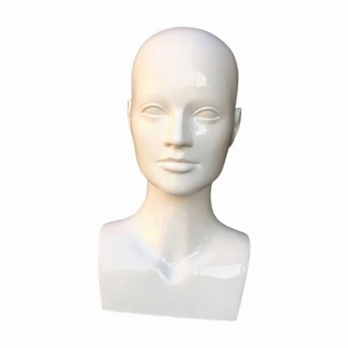 EHJRE Male Mannequin Head Stand with Shoulders, Multifunctional PVC Display for Wigs, Accessories, Glasses, Necklaces, Suitable for Salons, Home, Business Brigtht White
