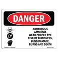 thumbnail image 1 of SignMission OS-DS-A-710-L-1029 7 x 10 in. OSHA Danger Sign - Anhydrous Ammonia Wear Proper PPE, 1 of 1