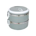 thumbnail image 2 of Stainless Steel Storage Containers with Lids 1400Ml 2 Layer Round Food Lunch Box Stainless Steel Lunch Box Lunch Box Food Storage Box Childrens Lunch Box Hot Food, 2 of 8