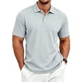 thumbnail image 3 of Fabrcox Short Sleeve Polo Shirts for Men Button Collared Golf Shirt Men Lightweight Regular Fit Outdoor Gym Athletic Shirts Men Gray M, 3 of 10