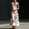 thumbnail image 6 of WRKEKC Floral Dress for Women Print V Neck Sleeveless Loose Silhouette Midi Easy Care Stretch Chic, 6 of 7