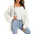 thumbnail image 2 of Women's Cardigan Sweater Button-Down Long Sleeve Oversized Knit Cardigans for Fall Winter Open Front Style,White,XL, 2 of 6