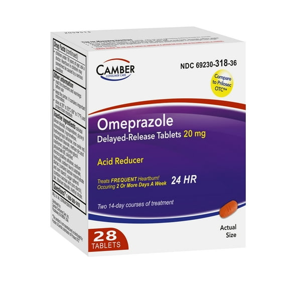 Camber Omeprazole Magnesium Delayed-Release 24-Hour Acid Reducer, 28 Count