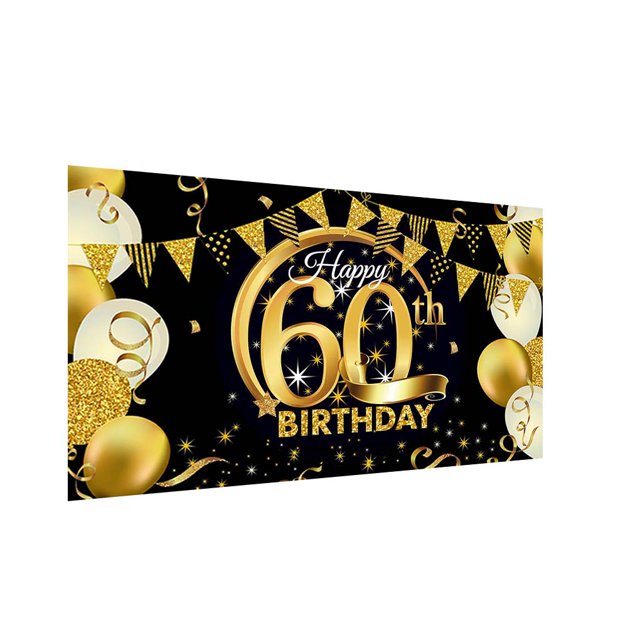 Monstrate Banner de fondo de feliz cumpleaños Fondo de fotografía Banner de feliz cumpleaños Kits de decoración para fiestas 60 años de edad Monstrate HA002690-07