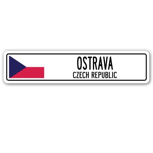 OSTRAVA CZECH REPUBLIC Street Sign Czechoslovakian flag city country road gift