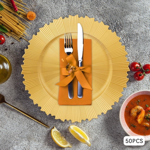 50pcs PP Charger Plates Set, Round Charger Plates for Wedding Party Baby Shower