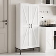thumbnail image 2 of BOCVKENN Pantry - Kitchen Pantry Cabinet,Farmhouse Storage Cabinet with 2 Barn Doors & Adjustable Shelves, Tall Cabinet Freestanding Storage Cupboard for Kitchen, Dining Room, Bathroom, 2 of 11