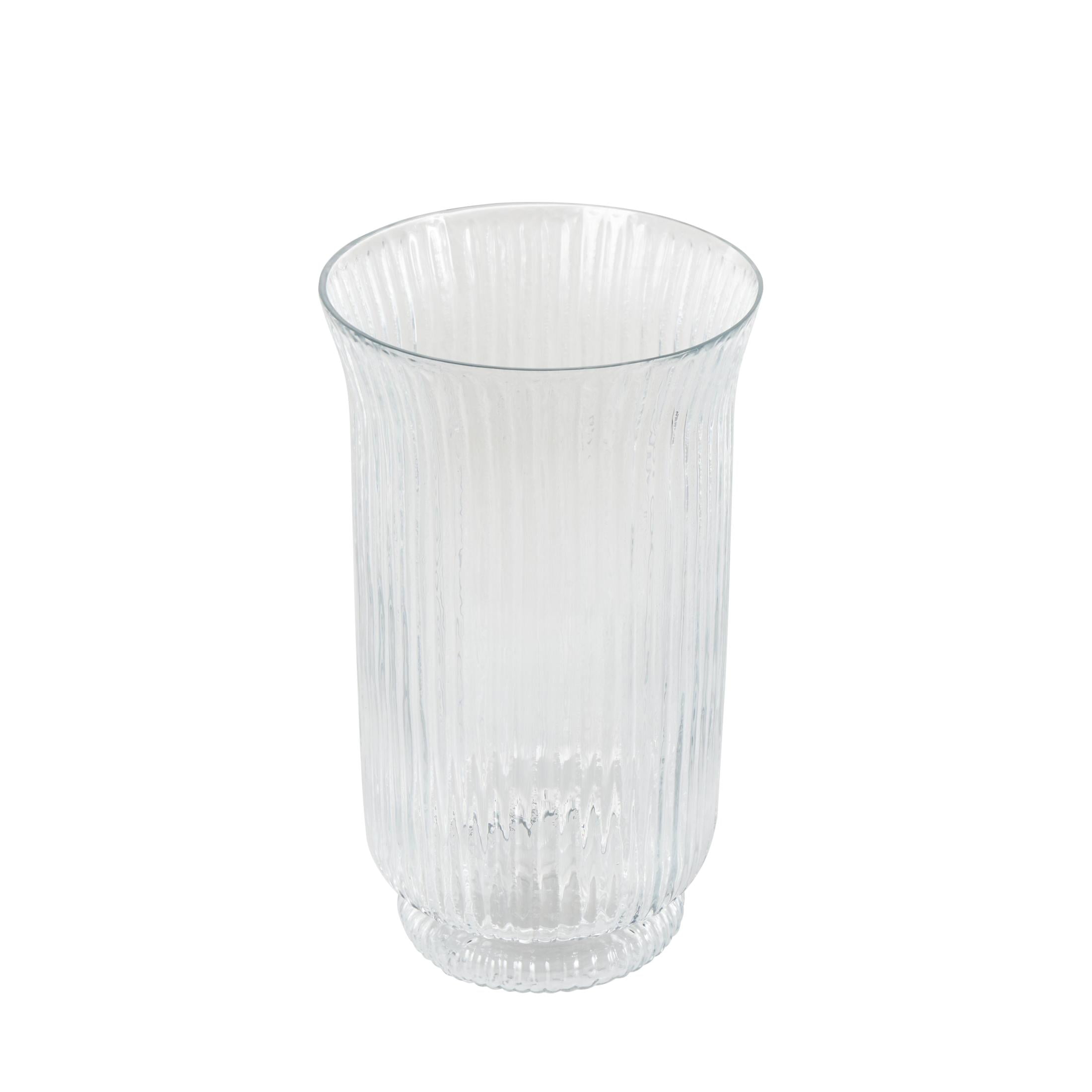 DecMode Glass Ribbed Fluted Candle Holder