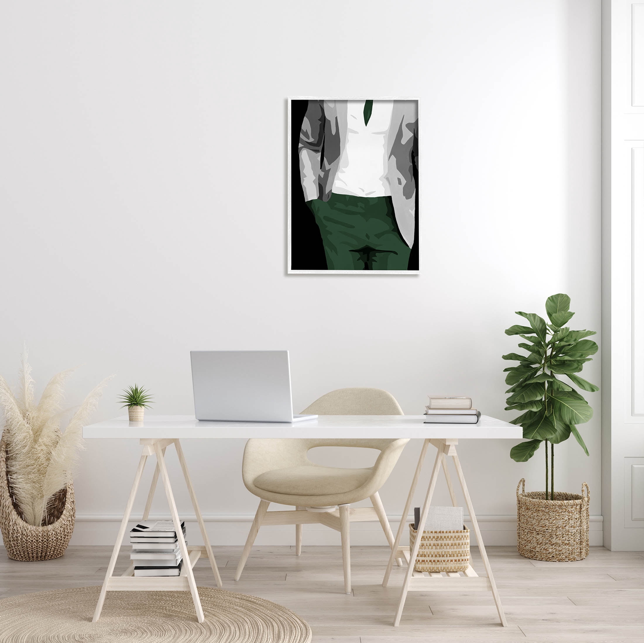 Stupell Industries Man In Suit Trendy Fashion Graphic Art White Framed Art Print Wall Art, Design by Beth Ann Lawson