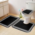 thumbnail image 2 of Black Geometric Bath Mat 3 Piece Bathroom Rug Set, Country Farm Traditional Chinese Tile Non Slip Bath Rug Contour Mat and Toilet Lid Cover, Absorbent Shower Mats Soft Bath Rugs and Mats Sets, 2 of 8