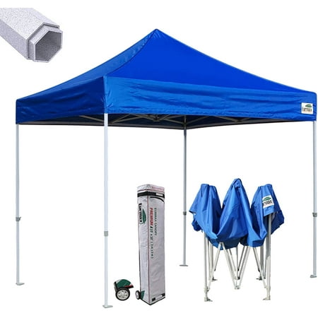 Eurmax Premium 10'x10' Ez Pop-up Canopy Tent Commercial Instant Canopies Shelter with Heavy Duty Wheeled Carry Bag (Royal Blue)