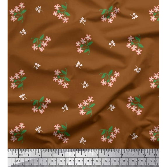 Soimoi Georgette Viscose Fabric Leaves & Wild Flower Floral Fabric Prints By Yard 42 Inch Wide