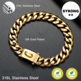 thumbnail image 3 of Gold Dog Chain Collar Metal Chain Collar with Design Secure Buckle, 18K Miami Cuban Link Chain 15MM Strong Heavy Duty Chew Proof Walking Collar 20inch, 3 of 4