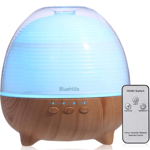 BlueHills 1000 ML Premium Essential Oil Diffuser with Remote Humidifier - Wood Grain -N3