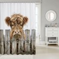 thumbnail image 2 of Manfei Farm Highland Cattle Shower Curtain 72Wx78L,Lodge Cabin Bath Curtain,Khaki Gray, 2 of 6