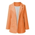 thumbnail image 3 of Solid Color Blazer V Neck Cardigan Ladies Work Suit Single Breasted Outwear Button Down Pockets Jacket Comfy Loose Blouse, 3 of 5