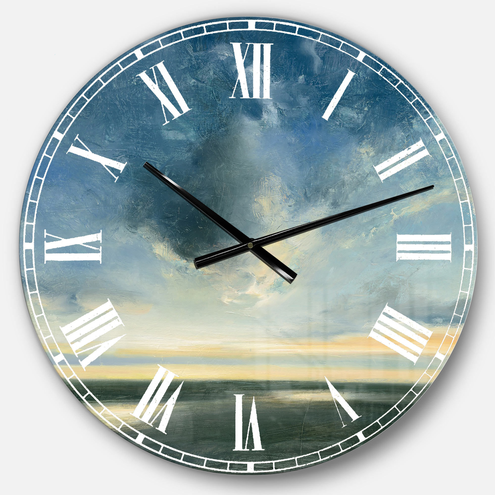 Designart 'Blue Coastal Sunrise' Traditional wall clock