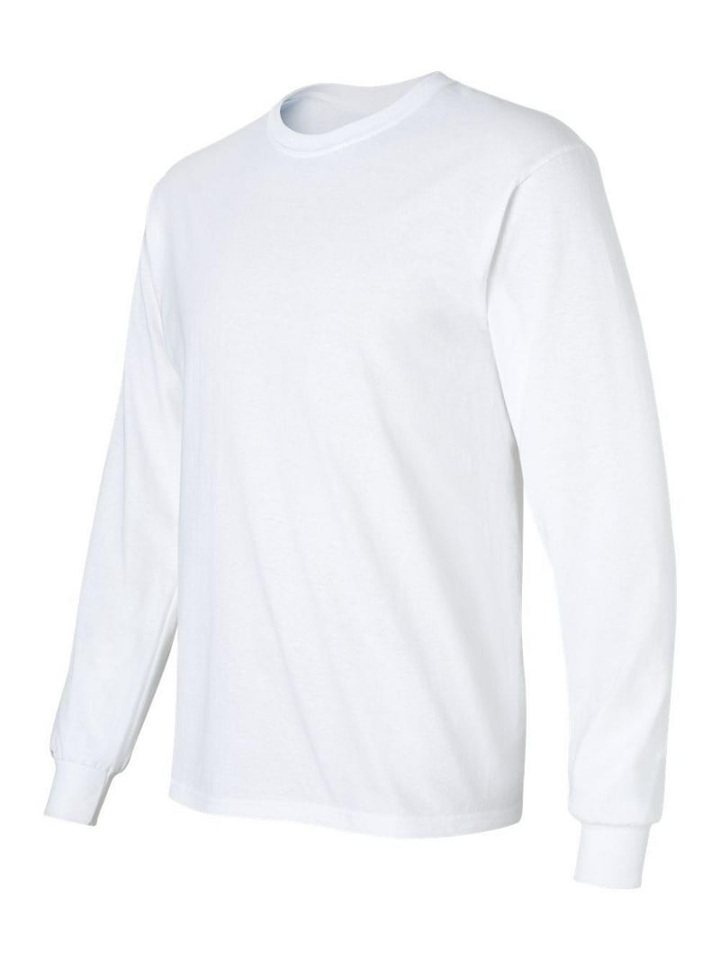 Gildan Men's Ultra Cotton Long Sleeve T-Shirts 2-Pack - White & Texas Orange, Medium, 100% Cotton Casual Tees