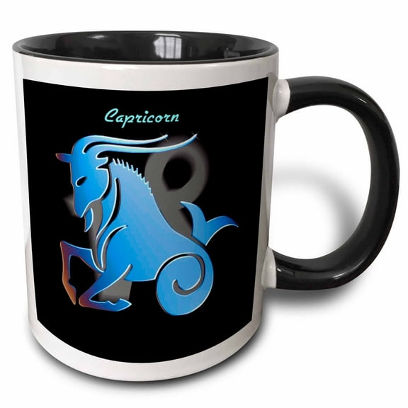 3drose, Capricorn Zodiac Sign, 11oz Two-tone Black Mug