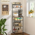thumbnail image 3 of 5 Tier Coffee Bar Station with Hooks, Farmhouse Corner Cabinet for Kitchen Storage, 3 of 6