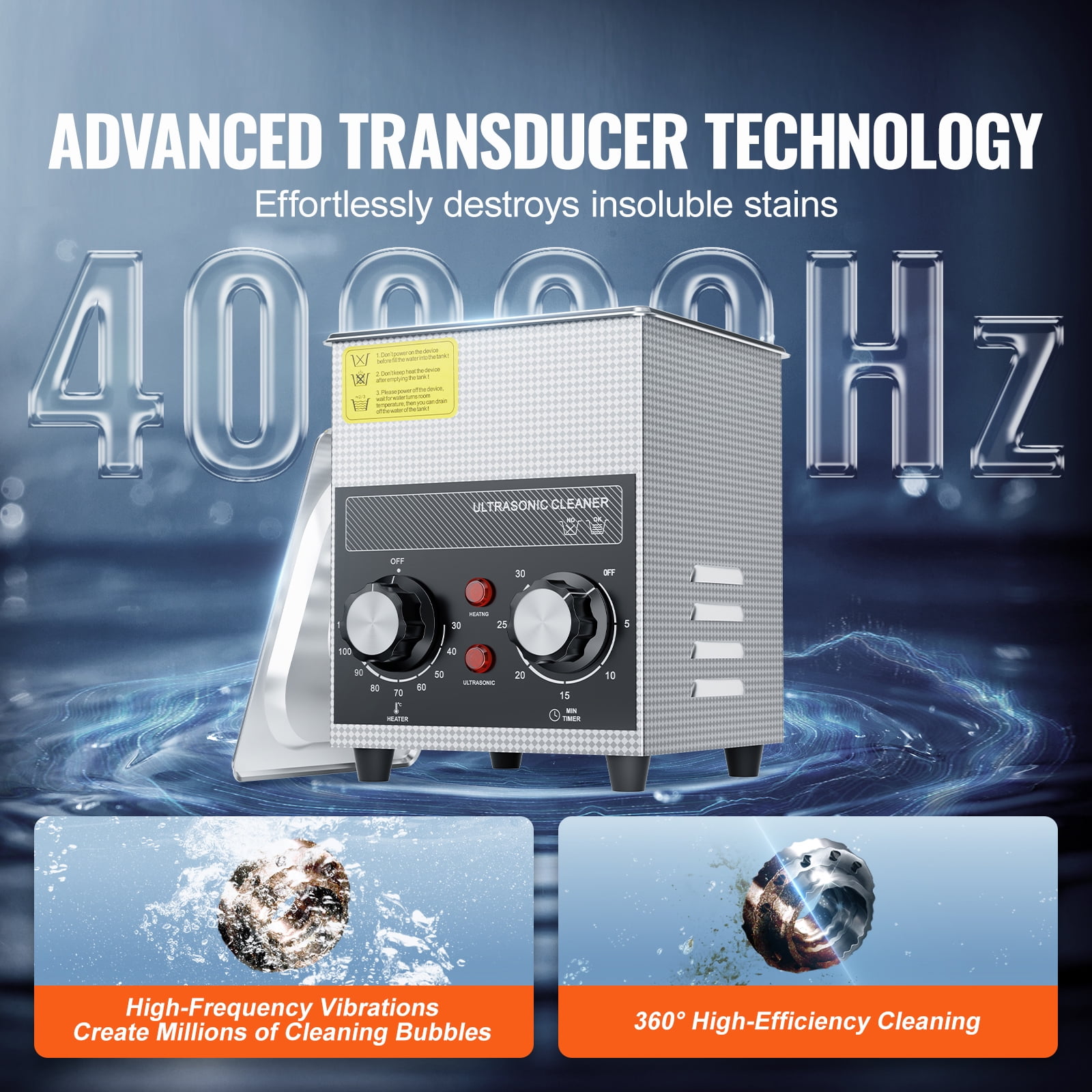 KFFKFF 2L Ultrasonic Cleaning Device with Heating Function, Timer & Basket, Advanced Digital Sonic Cavitation System, 60W Cleaning Equipment for Watches, Instruments, Eyewear