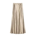 thumbnail image 2 of LYMAYTER ‌Women's High Waist Silk Satin Skirts Breathable Dinner Date Swing Midi Skirt for S-XL, 2 of 10