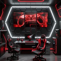 Manfei Gaming Gamer Canvas Wall Art for Living Room, Gradient Futuristic Cubes Wall Hanging Decor for Bedroom, Neon Gradient Gamepad Wall Decor for Bathroom, Luxury Living Room Decorative