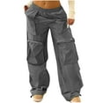thumbnail image 3 of Danhjin Womens Cargo Pants Lightweight Travel Hiking Cargo Pants Soft Stretch Baggy Elastic Drawstring Casual Streetwear, 3 of 7