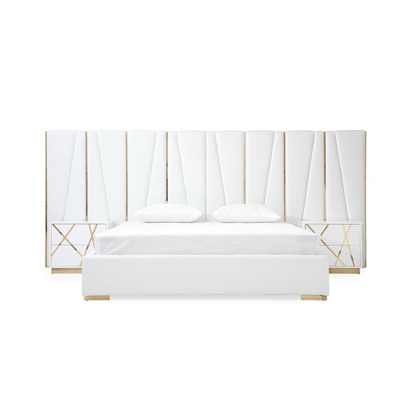Modrest Nixa - Queen Modern White and Gold Bed