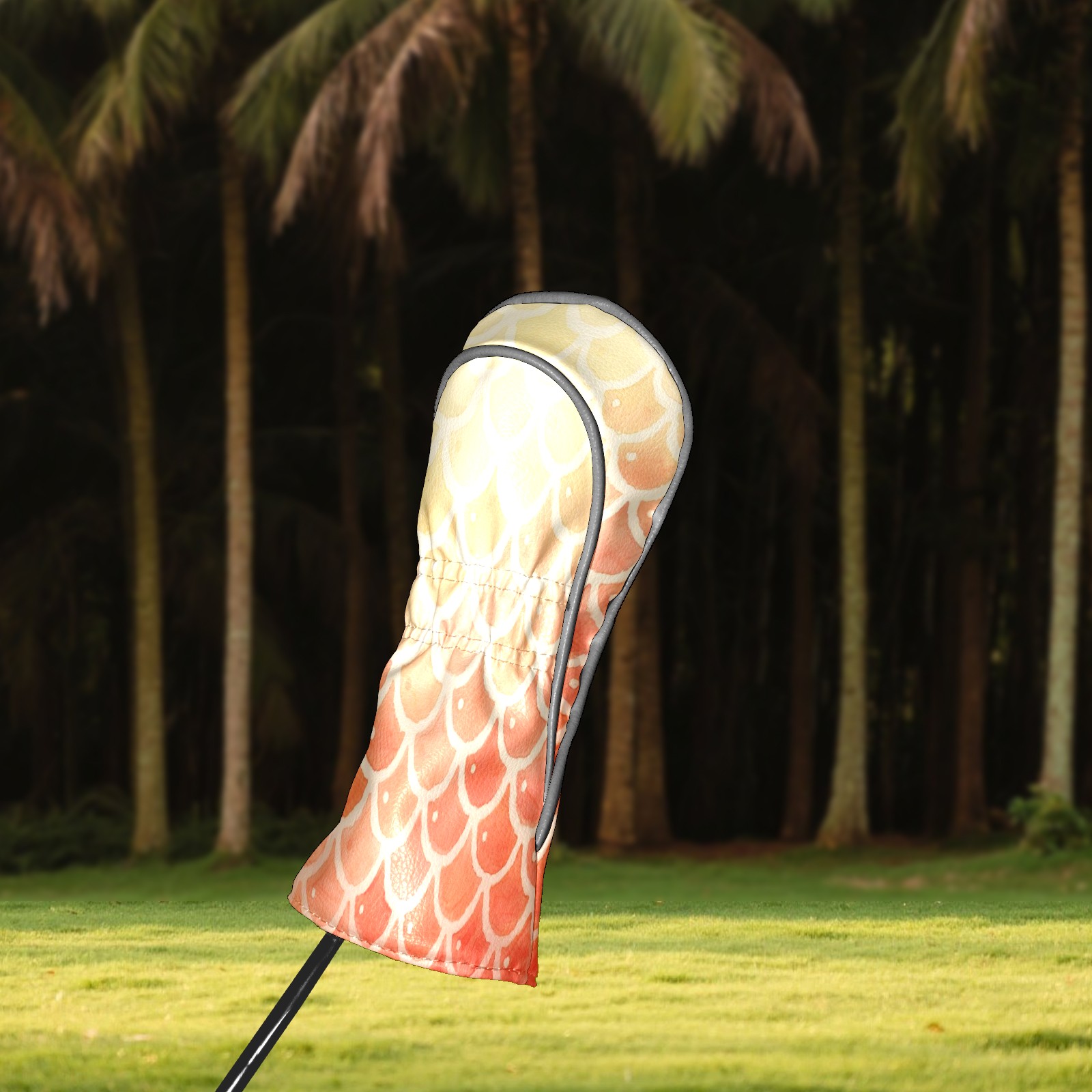 Golf Club Covers, Red Mermaid Scales Premium PU Leather Driver Hybrid Putter Head Covers with Velvet Lining, Waterproof Golf Gifts for Men Women