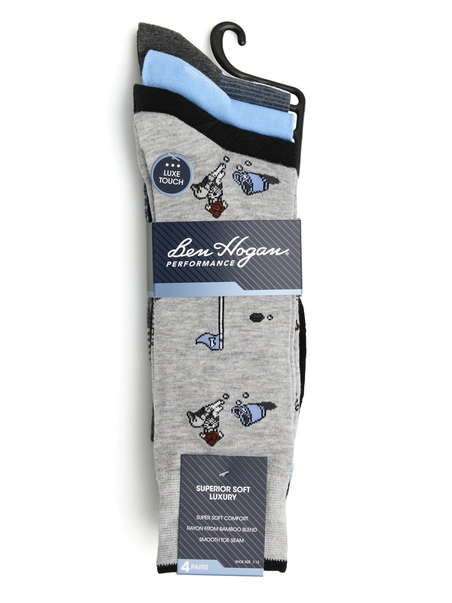 Ben Hogan Men's Golf Dog Squad Novelty Socks, 4-Pack, Sizes 7-12