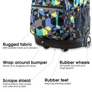 J World Boys and Girls Sunrise 18 Rolling Backpack for School and Travel, Cubes