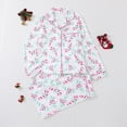 thumbnail image 2 of Tiweut Christmas Pajamas 2 Piece Sets Womens Casual Long Sleeve Lapel Floral Print Top and Long Pants Loungewear Soft Sleepwear for Cozy Nightwear Comfort Regular Sleepwear,E-White,S, 2 of 9