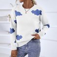 thumbnail image 1 of REDHOTYPE Femmes Col Rond Tricoté Pull à Manches Longues Pull en Vrac Casual Cloud Print Hauts, 1 of 2