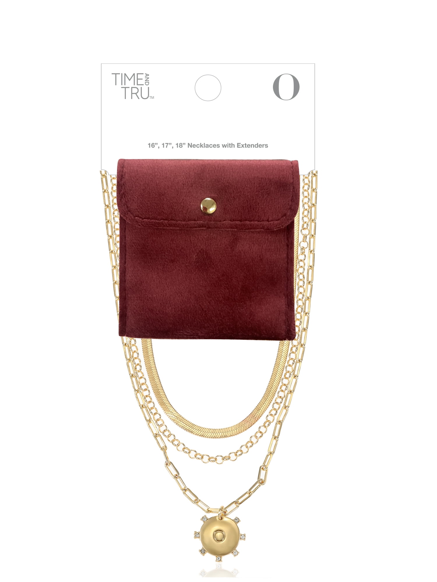 Time and Tru Goldtone Necklace, 3 Piece, Initial O