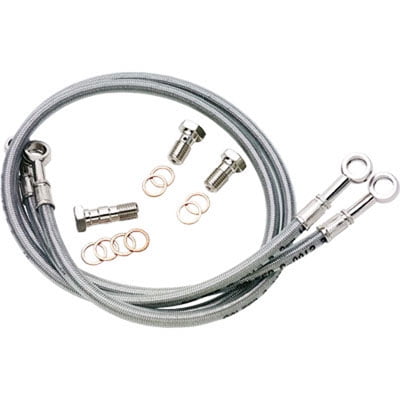 Galfer Front Steel Braided Brake Line Standard Length Clear/Silver for Yamaha Warrior XV1700 2008-2009