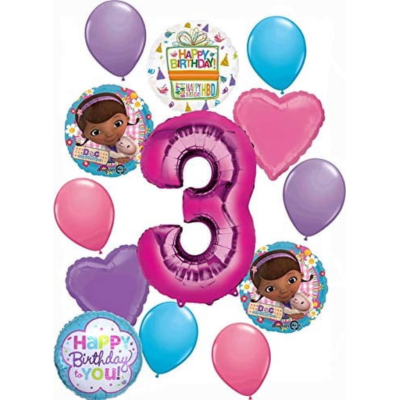Doc McStuffins Party Supplies 3rd Birthday Balloon bouquet Decorations 13 piece kit