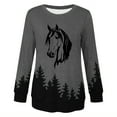 thumbnail image 2 of Sweatshirts for Women Crewneck Long Sleeve Tops Oversized Animals Horse Print Sweatshirt Loose Fit Fall Winter Round Neck Pullovers, 2 of 4