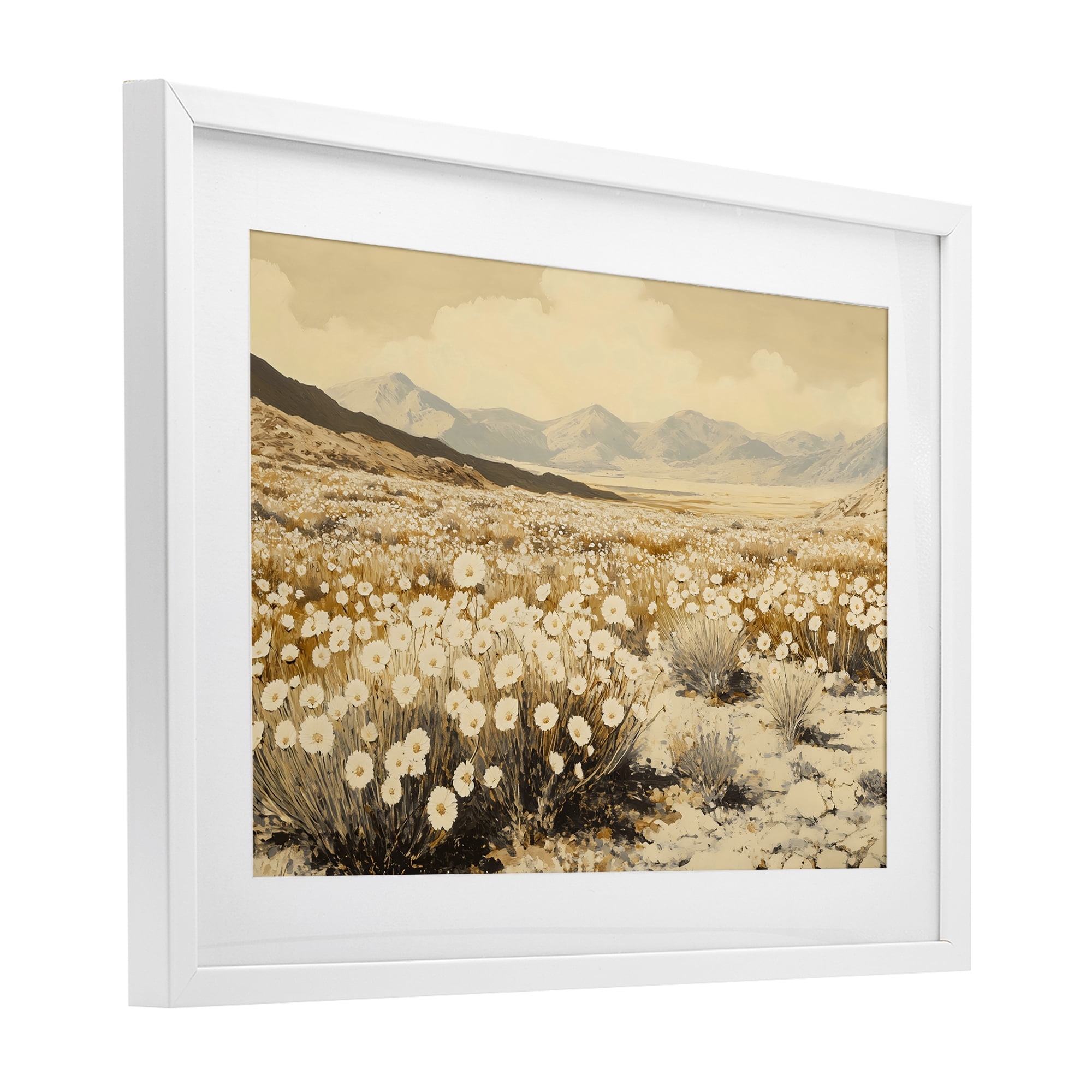 Stupell Industries Desert Wildflowers in Golden Valley White Framed Print Under Glass, design by Franklyn Gregory