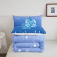 thumbnail image 5 of meiyoeat Glitter Print Cream Monogram J Full Size Comforter Sets,Coquette Bow Initial Art Bedding Comforter Set For Girl,Colorful Stars Reversible,3-Piece,1 Comforter and 2 Pillowcases, 5 of 7
